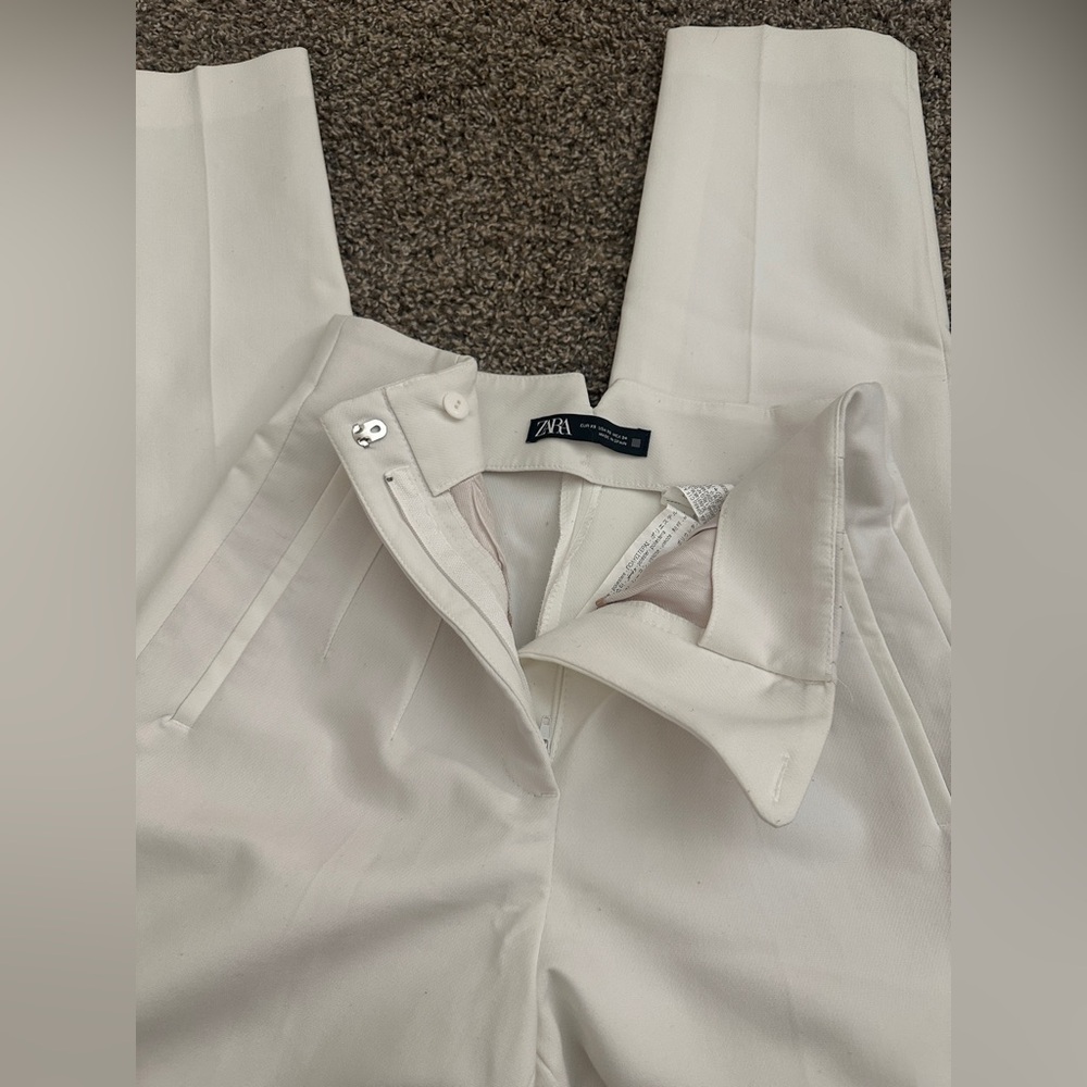 Zara Off-White Tailored Pants